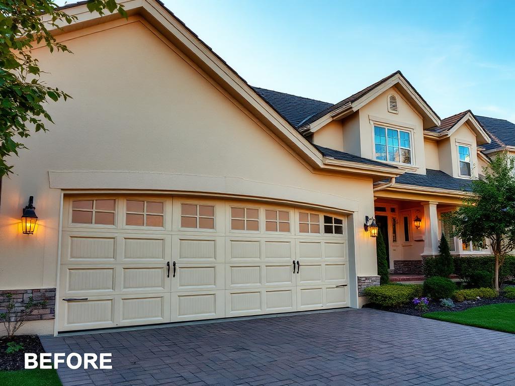 Beautiful new garage door installation on upscale suburban home